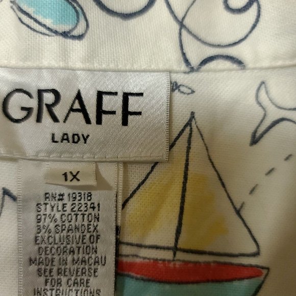 Vtg GRAFF Womens 1X White Nautical Seaside Embellished Button Down Jacket - Picture 11 of 14